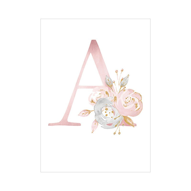 Quadro alfabeto fiori rosa