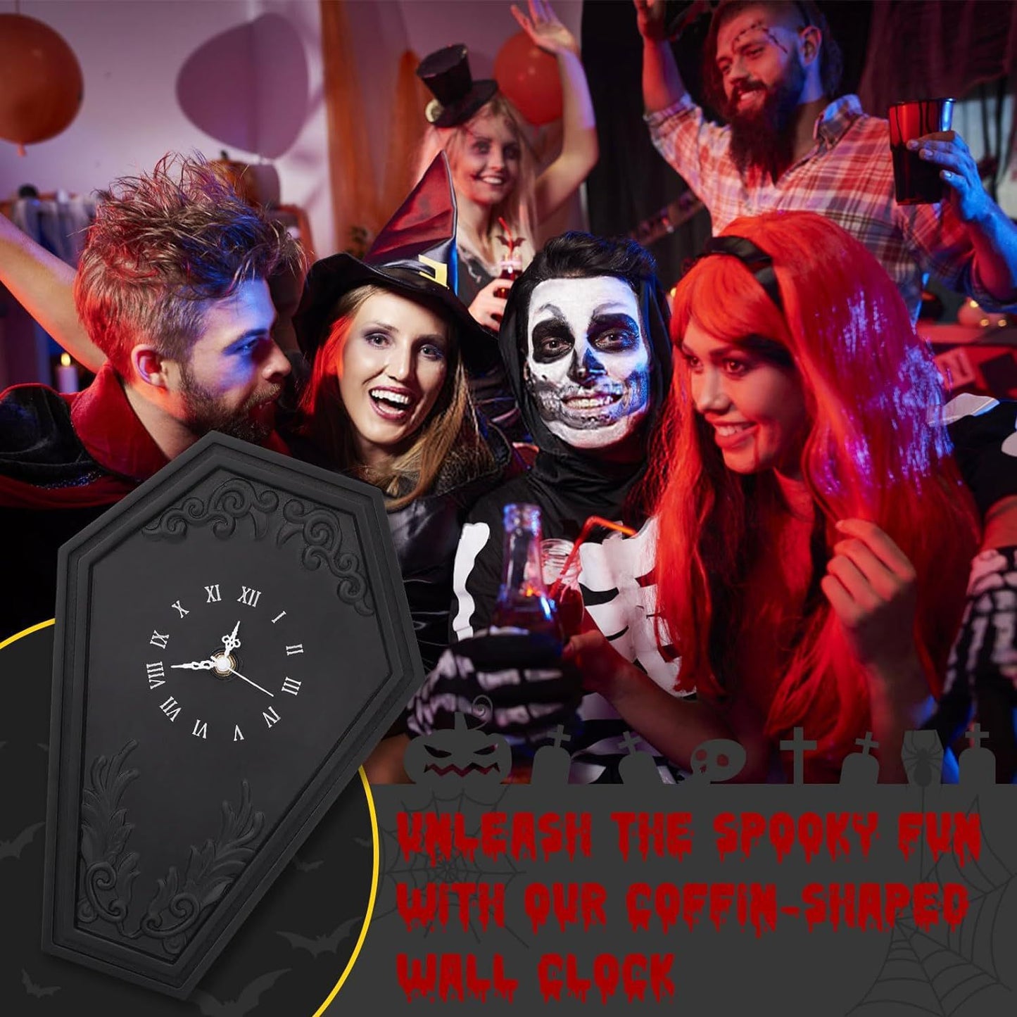 Orologio da parete Bara gotica nera