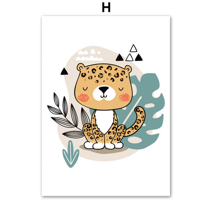 Poster Zebra leopardo panda carini