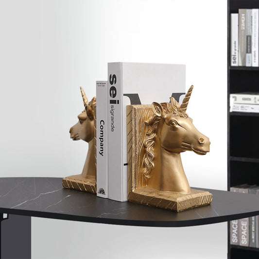 Reggilibri coppia unicorni dorati