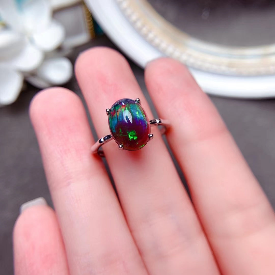 Anello Opale Nero Mosaico