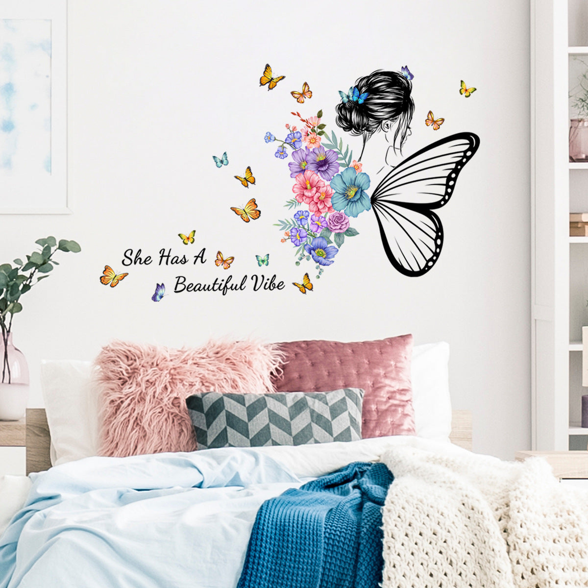 Adesivo farfalla fiori