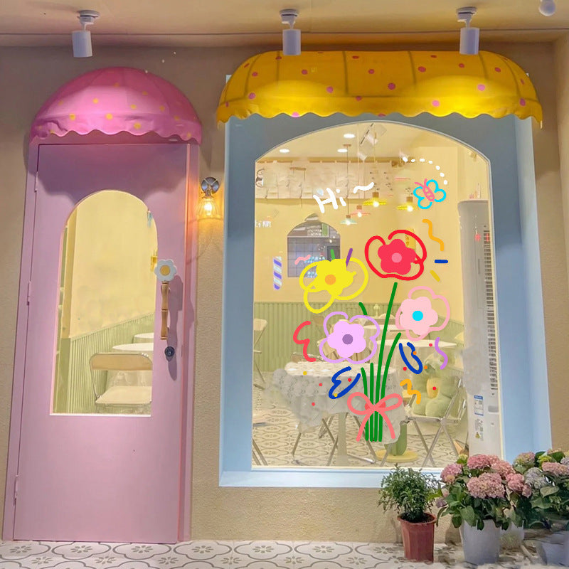 Adesivo fiori vetro