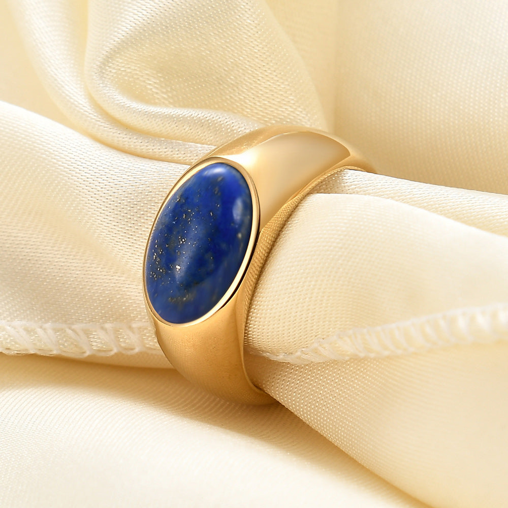 Anello acciaio mosaico pietra naturale