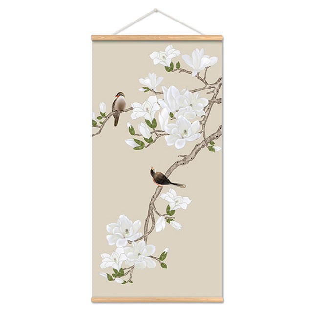 Adesivo murale Acquarello asiatico bamboo fiori