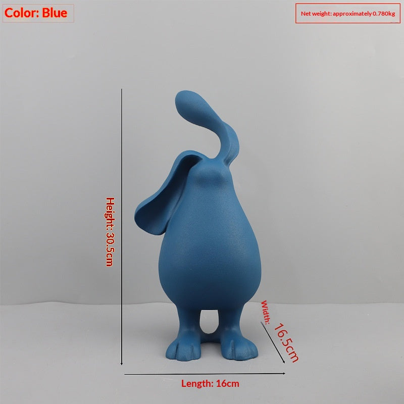Sculture conigli marrone bianco blu