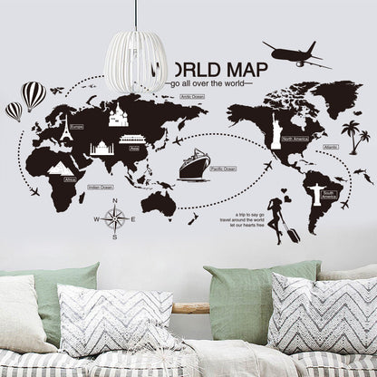 Adesivo Murale Mappa Mundi Nera