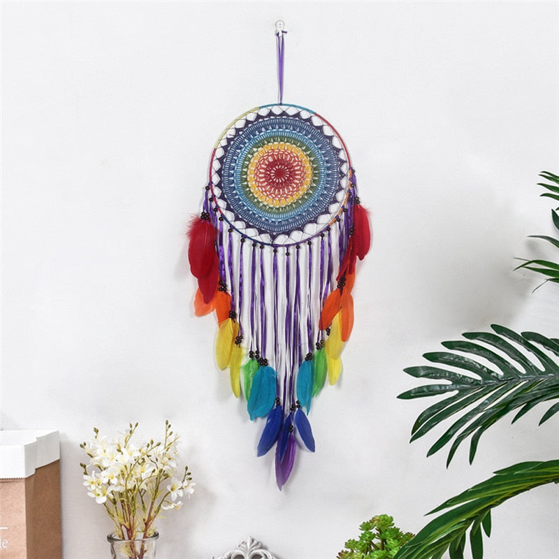 Pompon piume arcobaleno