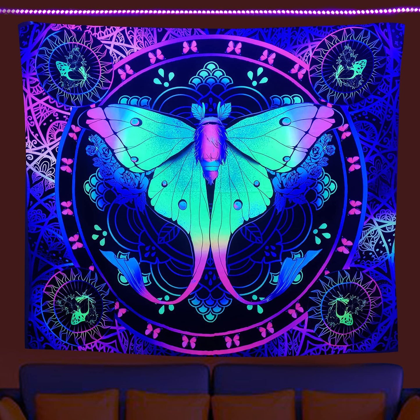 Arazzo teschio neon