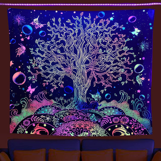 Arazzo Foresta psichedelica fluorescente
