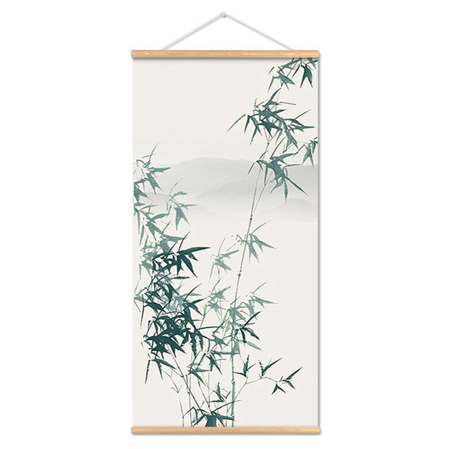 Adesivo murale Acquarello asiatico bamboo fiori