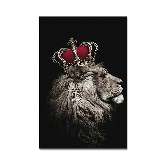 Quadro su tela Leoni con corone