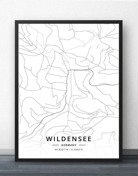 Quadro su tela Mappa urbana Wiesbaden fiume Germania