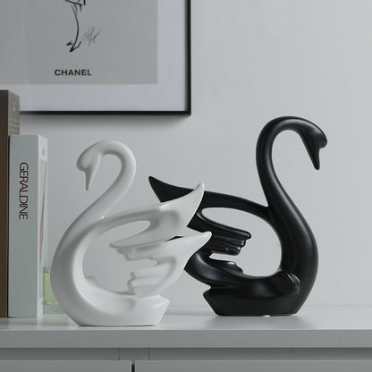 Cigno bianco nero ceramica