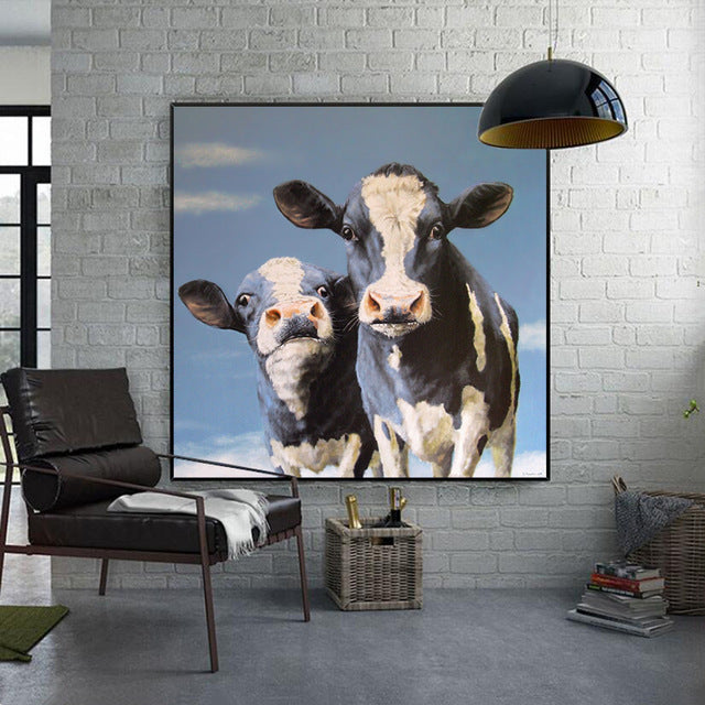 Quadro mucca acquerello