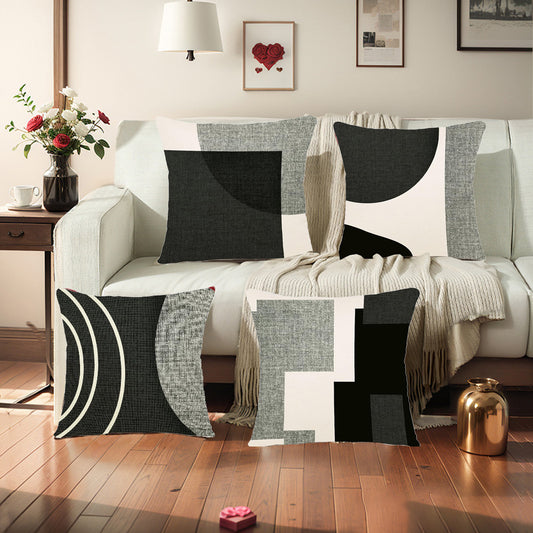 Federa cuscino forme astratte bianco nero