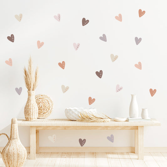 Adesivo murale Cuori acquerello multicolore sparsi