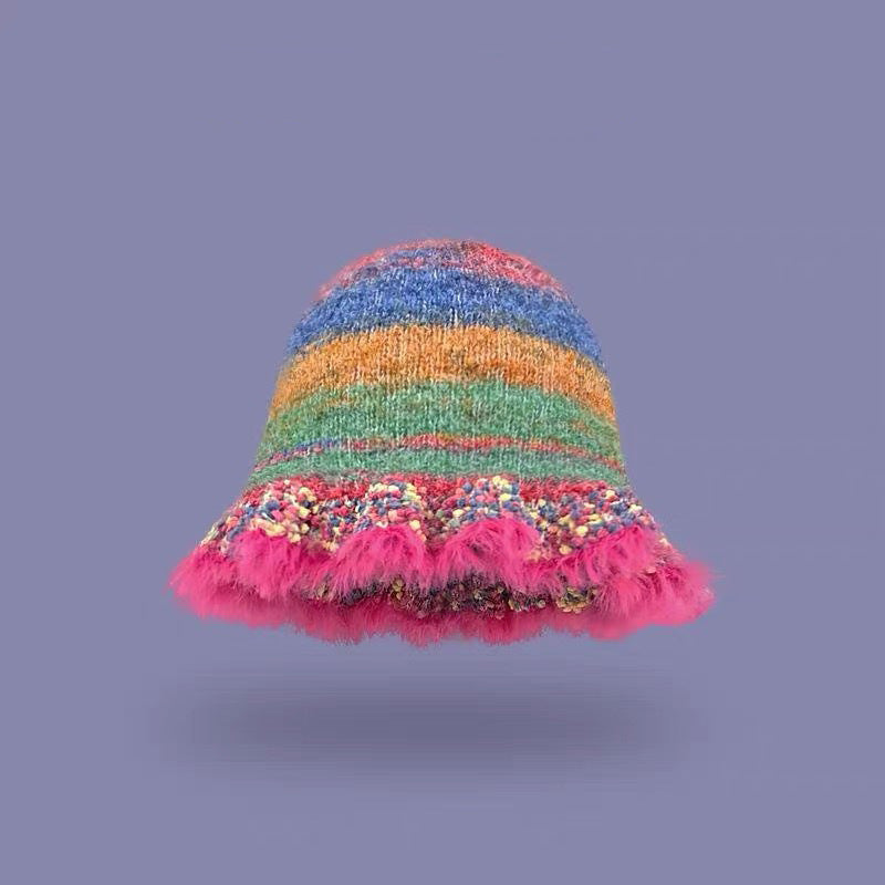 Berretto lana righe arcobaleno