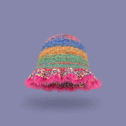 Berretto lana righe arcobaleno