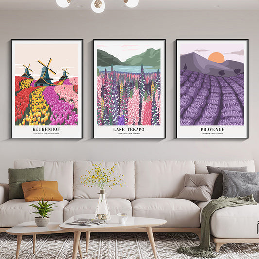 Quadro su tela Paesaggi europei illustrati