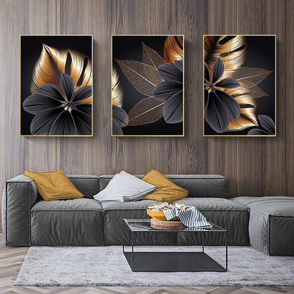 Quadro astratto nero e oro