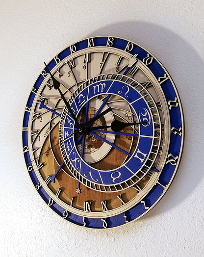 Orologio da parete Zodiaco blu dorato