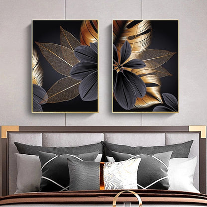Quadro astratto nero e oro