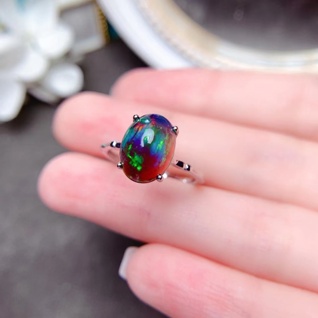 Anello Opale Nero Mosaico