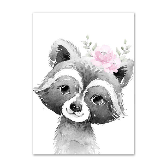 Quadro alfabeto animali rosa