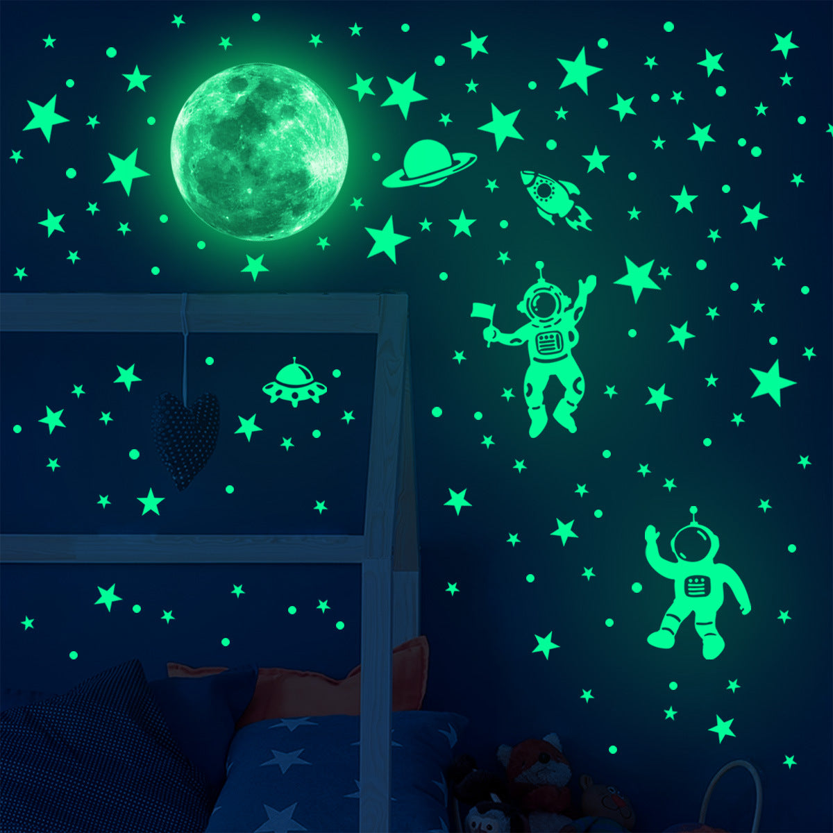Adesivo murale Astronauta e pianeta luminosi
