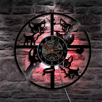 Orologio da parete Cani giocosi silhouette