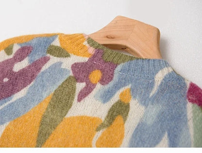 Maglione Lana Mista Fiori