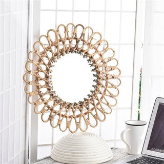 Specchio rattan dorato