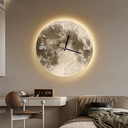 Orologio da parete Luna con halo luminoso