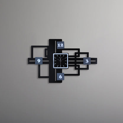 Orologio da parete Settori geometrici nero