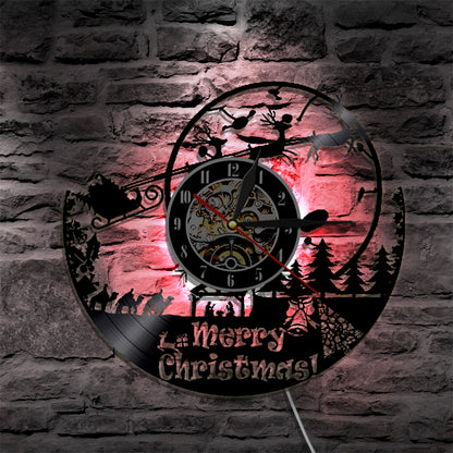Orologio da parete Scena Natale con LED