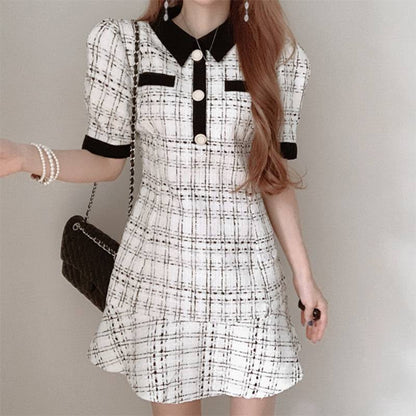 Abito plaid cintura