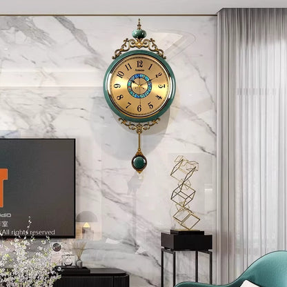 Orologio da parete Eleganza turchese dorata