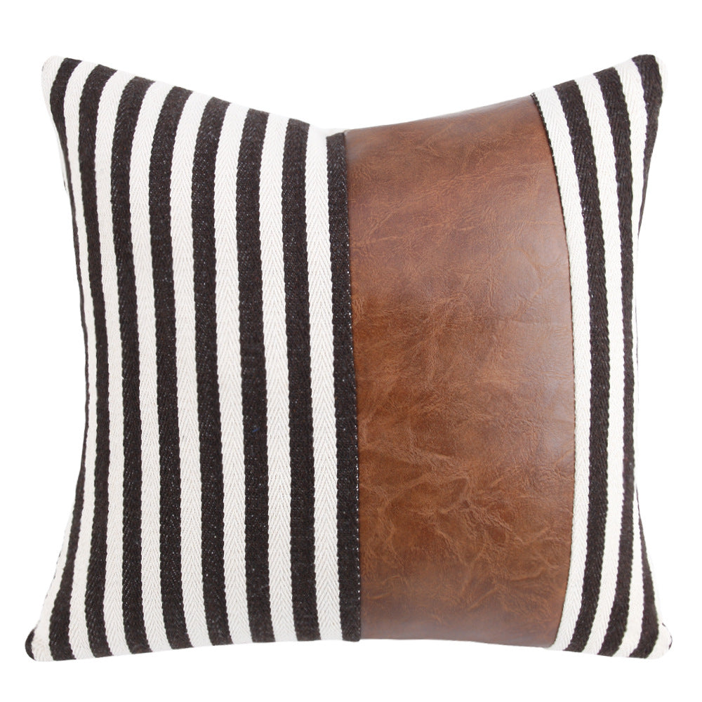 Fodera Cuscino Pelle Righe Spesse