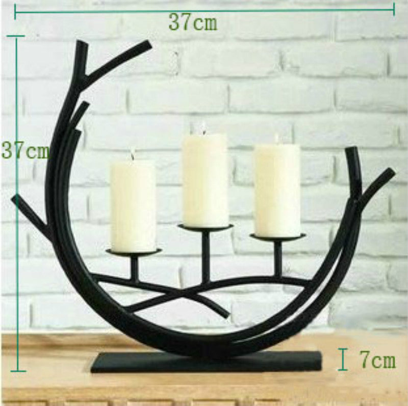Portacandela nero ramificato tre candele