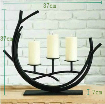 Portacandela nero ramificato tre candele