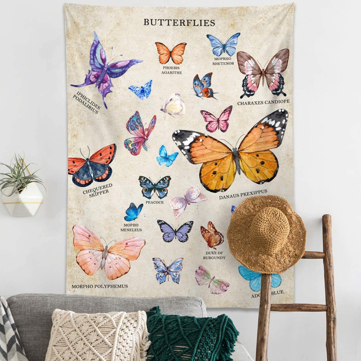 Arazzo farfalle retrò beige