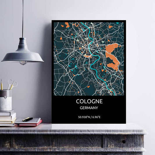 Quadro su tela Mappa stradale di Colonia
