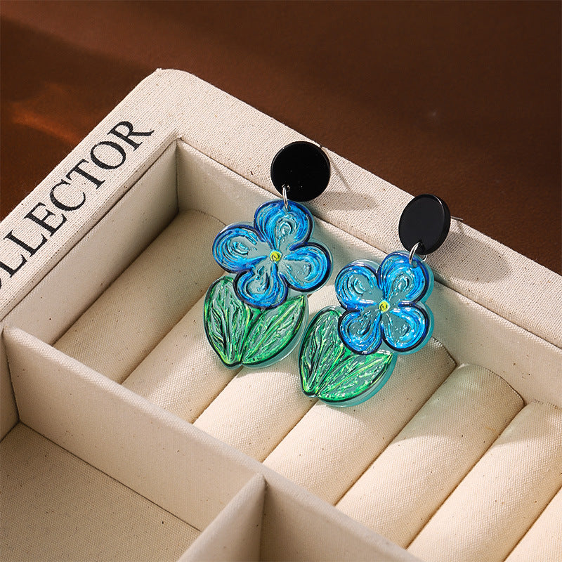 Orecchini fiore blu