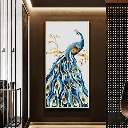 Poster Pavone blu e oro