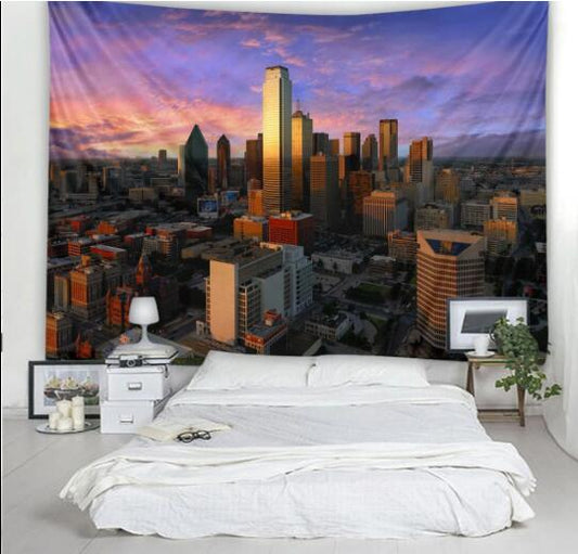 Arazzo Skyline metropoli tramonto dorato