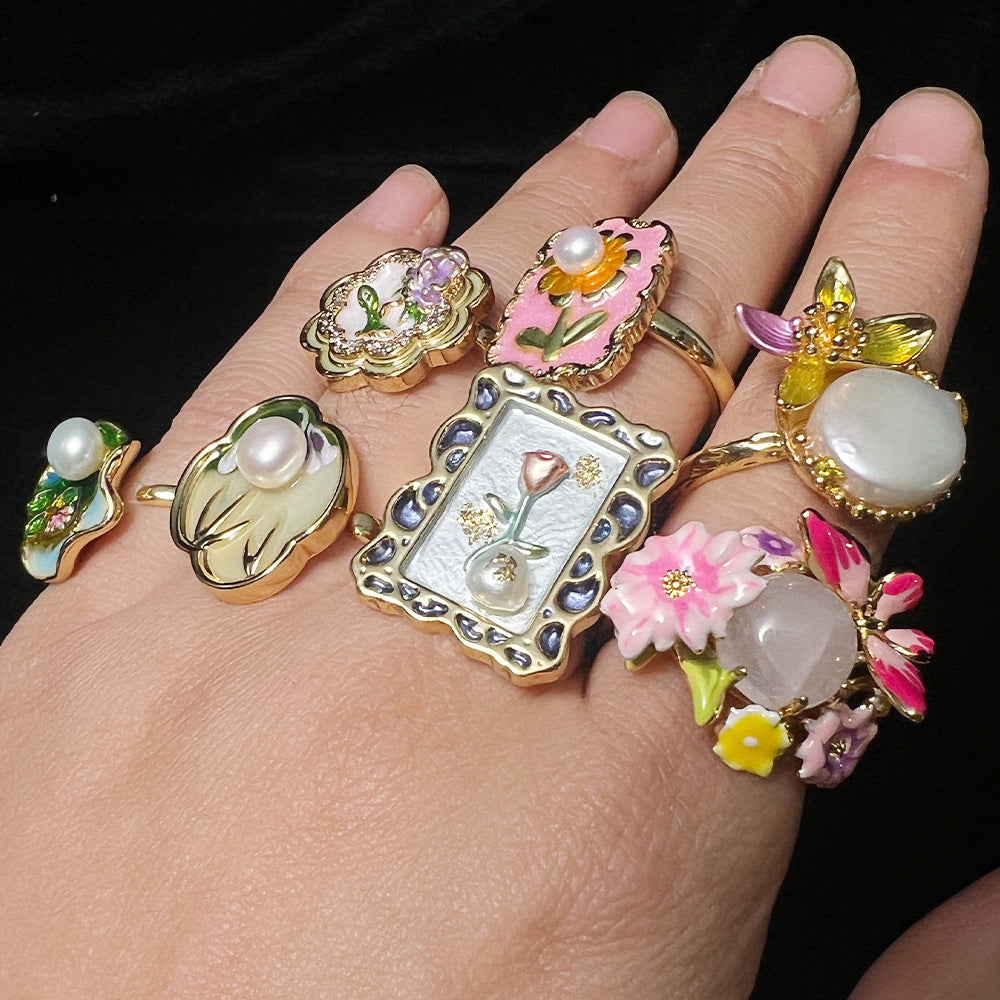 Anello smaltato dipinto