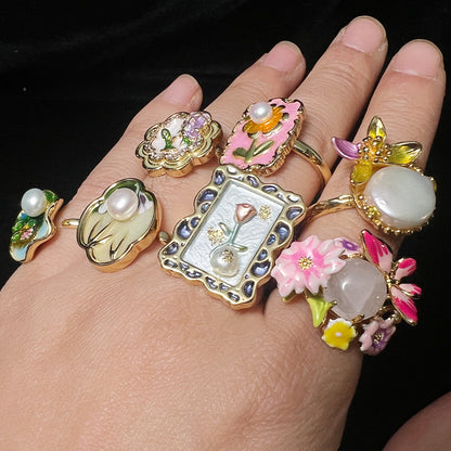 Anello smaltato dipinto