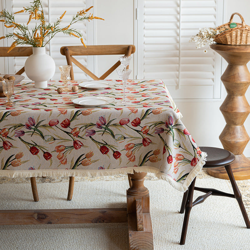 Tovaglia fiori cotone-lino