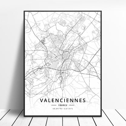 Poster Mappa Città Francesi